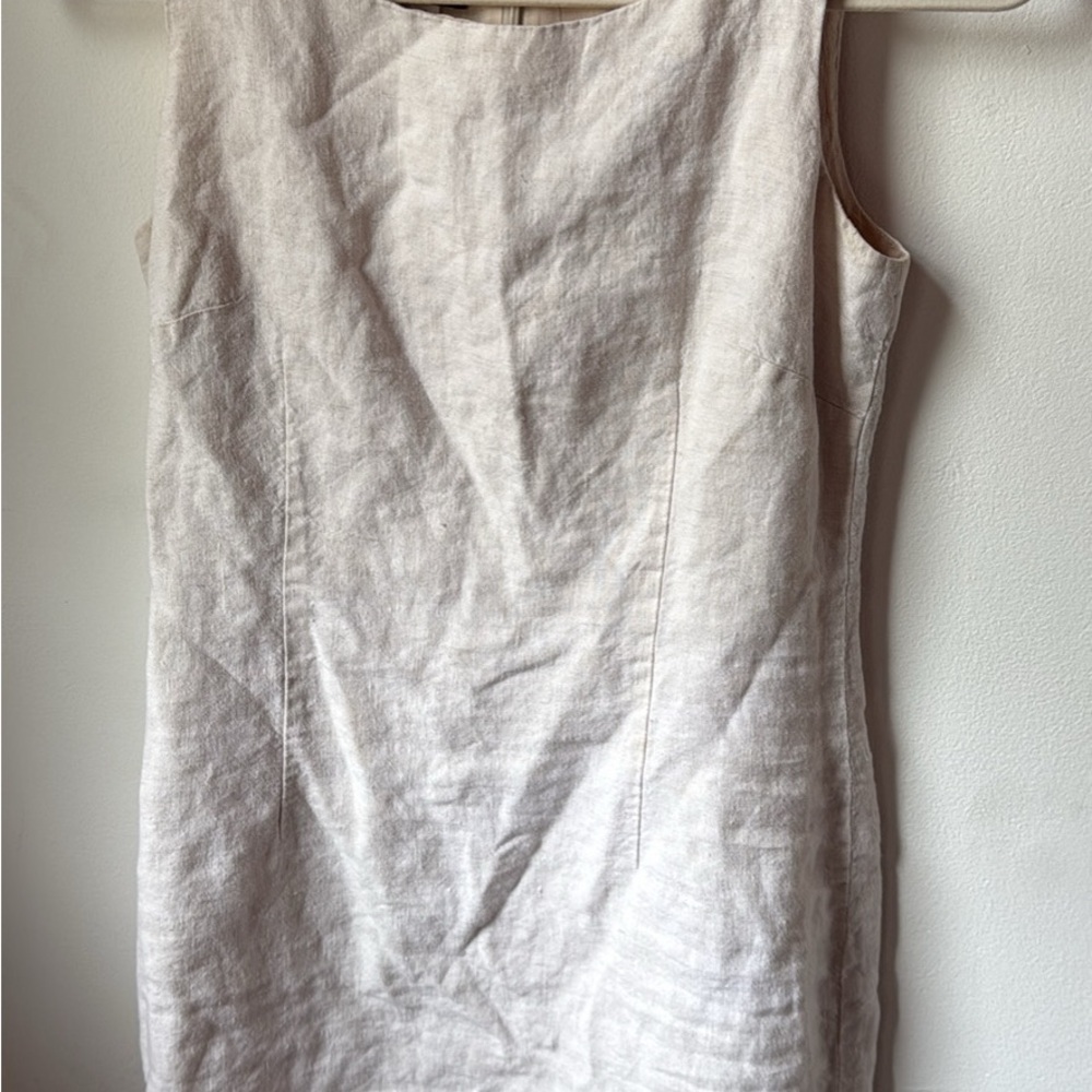 Donna Morgan Neutral Linen Sleeveless Shift Dress - Beige